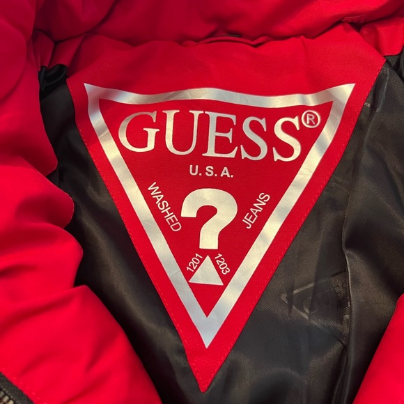 GUESS Quilted Red Jacket with Black Details - Picture 4 of 11